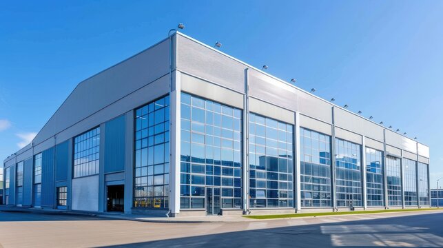 A large outdoor heavy industrial rolled steel building. AI generated image