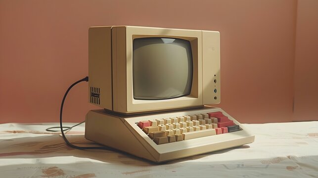 Vintage Computer: Echoes of Tech's Past. Concept Retro Tech, Vintage Computing, Nostalgic Gadgets, Classic Computers, Tech Throwback