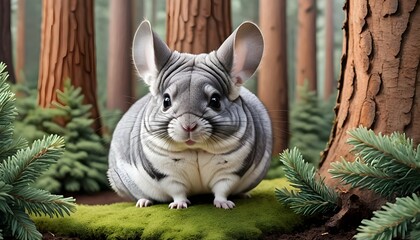 A Chinchilla In A Garden Of Giant Firs2