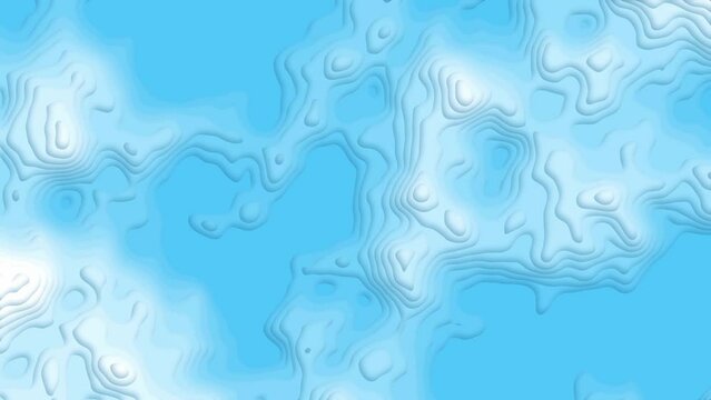 Light blue and white curve gradient flowing motion background with layers of liquid waves. Morphing layered abstract 3D landscape. Topographic map with changing terrain. Animated paper cut backdrop 4K