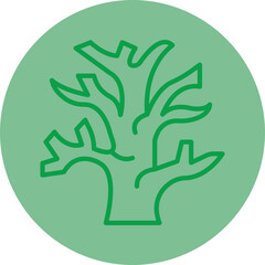 Dry Tree Green Line Circle Icon