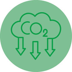 Carbon Dioxide Green Line Circle Icon