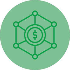 Network Green Line Circle Icon