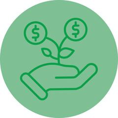 Investment Management Green Line Circle Icon