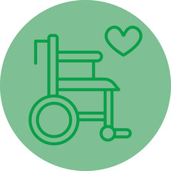 Wheelchair Green Line Circle Icon