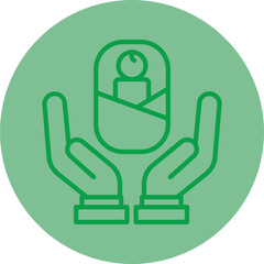Adoption Green Line Circle Icon