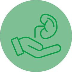 Organ Donation Green Line Circle Icon