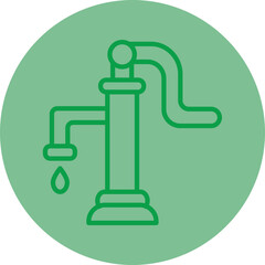 Water Pump Green Line Circle Icon