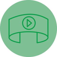 Video Player Green Line Circle Icon