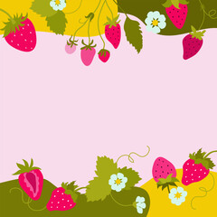 Colorful  strawberry  banner template. Strawberry background.Vector illustration