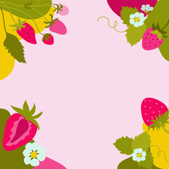 Colorful  strawberry  banner template. Strawberry background.Vector illustration