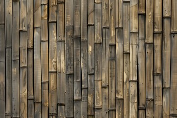 A backdrop of old bamboo stacked into a sunbathing fence