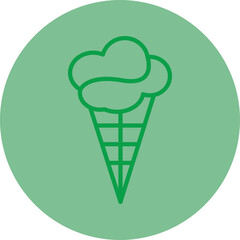 Ice cream Green Line Circle Icon