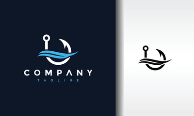 water fishing hook logo
