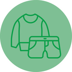 Workout Clothes Green Line Circle Icon