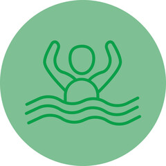 Swimming Green Line Circle Icon