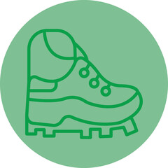 Hiker Green Line Circle Icon