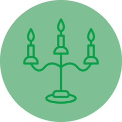 Candle Holder Green Line Circle Icon
