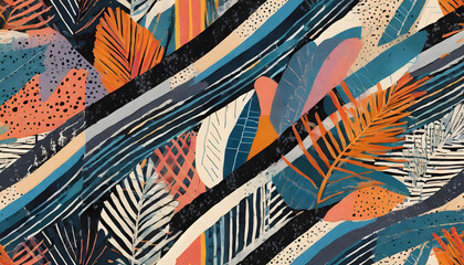 boho, hintergrund, blätter, federn, abstrakt, neu, modern, braun, blau, copy space, niemand, mustern, textur, bohemian, karte, gestalten, design, art, 