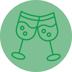 Fototapeta premium Champagne Green Line Circle Icon