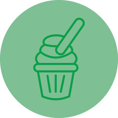 Ice Cream Green Line Circle Icon