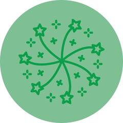 Firework Green Line Circle Icon