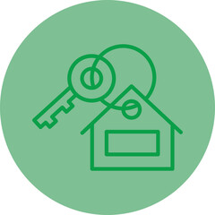 Home Security Green Line Circle icon