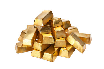 Pile of gold bars transparent background 3d render