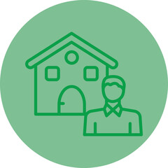 Real Estate Agent Green Line Circle icon