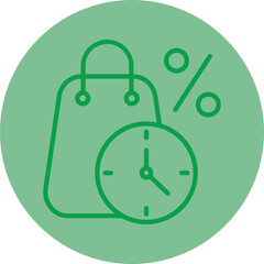Limited Time Green Line Circle Icon