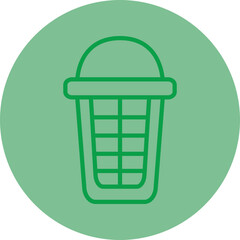 Basket Green Line Circle Icon