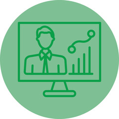Employee Performance Green Line Circle Icon