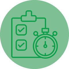 Project Deadline Green Line Circle Icon