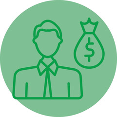 Employee Growth Green Line Circle Icon