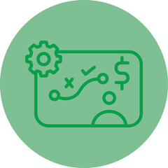 Business Strategy Green Line Circle Icon