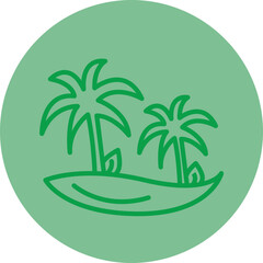 Palm Tree Green Line Circle Icon