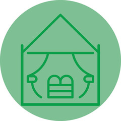 Beach Cabana Green Line Circle Icon