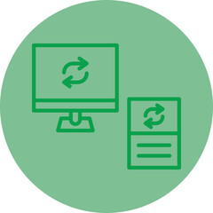 Data Synchronization Green Line Circle Icon