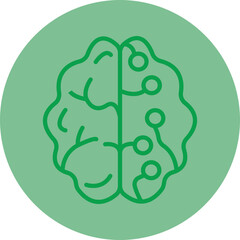 Neural Engineering Green Line Circle Icon