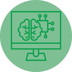 Machine Learning Green Line Circle Icon