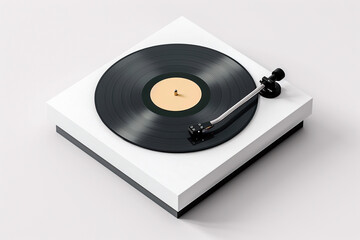 record player black and white turntable top view - obrazy, fototapety, plakaty