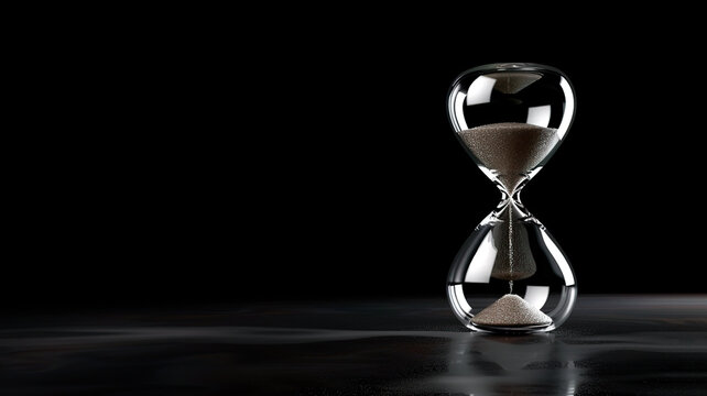 Hourglass on dark background with copy space
