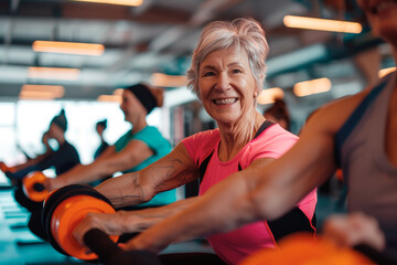 senior women training workout for elderly people	 - 784738957
