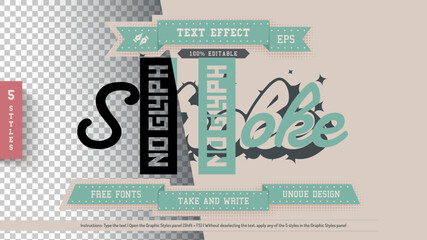 5 Retro Editable Text Effects, Graphic Styles
