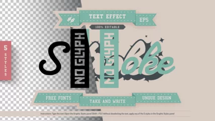Fotobehang 5 Retro Editable Text Effects, Graphic Styles © rwgusev