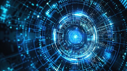 Fototapeta premium Abstract technology background with circular elements. Cyber security data protection business technology concept.