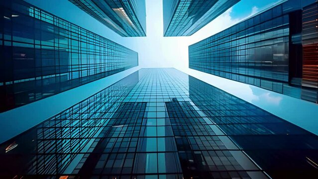 A Skyward View of Modern Business Skyscrapers
