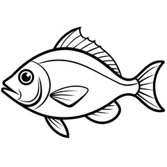 butter fish vector illustration simple line art icon, Children coloring book page