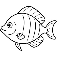fish vector illustration. simple line art icon, Children coloring book page