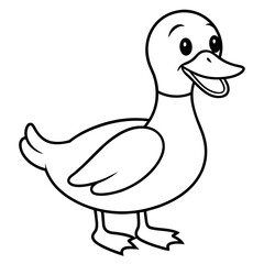duck isolated on white background, line art, kid's coloring page